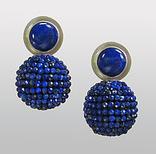 Lapis Orbs Earrings by Julie Long Gallegos (Beaded Earrings)