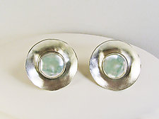 Pearl Disc Earrings by Julie Long Gallegos (Silver & Pearl Earrings)