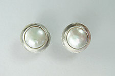 Freshwater Pearl Buttons by Julie Long Gallegos (Silver & Pearl Earrings)
