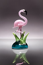 Pink Flamingo Sculpture by Bryan Randa (Art Glass Sculpture)