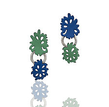 Double Flower Earrings by Joanna Nealey (Silver & Enamel Earrings)