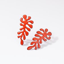 Coral Drops by Joanna Nealey (Enameled Earrings)