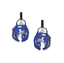 Pendulum Crescent Earrings by Joanna Nealey (Silver & Enamel Earrings)