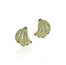 Large Banana Stud Earrings by Joanna Nealey (Silver & Enamel Earrings)