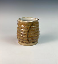 Folded Yunomi in Light Brown by Thomas Harris (Ceramic Drinkware)