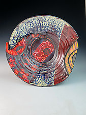 Petroglyph and Gears Platter: Industrial Evolution by Thomas Harris (Ceramic Wall Platter)