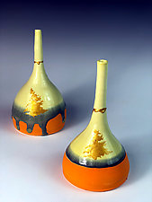 Kinsugi Tree Bottle in Yellow and Orange 2 by Thomas Harris (Ceramic Bottle)