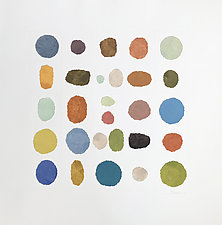 Happy Ovoid Collage Grid by Nancy Simonds (Collage & Watercolor Painting)