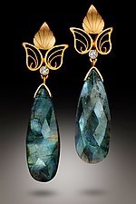 Labradorite Post-Top Earrings by Rosario Garcia (Gold & Stone Earrings)
