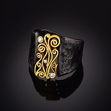 Wide Textured Swirl Ring by Rosario Garcia (Gold & Silver Ring)