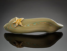 Ocean Blue Driftwood with Sea Star by Treg Silkwood (Art Glass Sculpture)