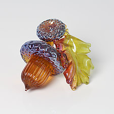 Autumn Acorns and Oak Leaf by Treg Silkwood (Art Glass Sculpture)