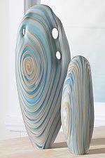 Ocean Blue Driftwood Pair by Treg Silkwood (Art Glass Sculpture)