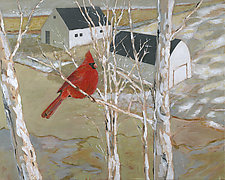 Cardinal and Barns by Robert Ferrucci (Giclee Print)