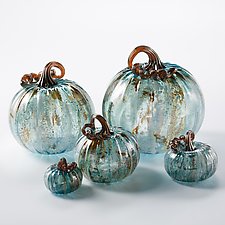 Seafoam Surreal Pumpkins by Leonoff Art Glass (Art Glass Sculpture)