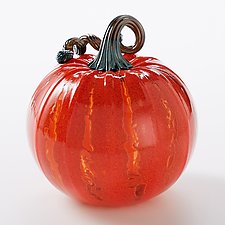 Festive Crackle Pumpkin Set by Leonoff Art Glass (Art Glass Sculpture)