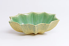 Oval Star Bowl, Green Bark by Emil Yanos (Ceramic Bowl)