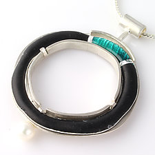 Small Organic Circle Pendant by Jennifer Park (Silver & Enamel Necklace)