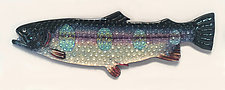 Oval Spotted Salmon by Michael Dupille (Art Glass Wall Sculpture)