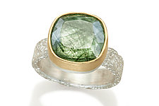 Treysa Ring with Green Tourmilated Quartz by Robin Sulkes (Gold, Silver & Stone Ring)