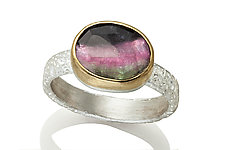 Zora Ring with Tricolor Tourmaline by Robin  Sulkes (Gold, Silver & Stone Ring)