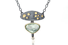 Celia Necklace with Green Beryl and Diamond by Robin Sulkes (Gold, Silver & Stone Necklace)