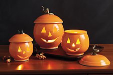 Lidded Pumpkin Votive by Carol Tripp Martens (Ceramic Candleholder)