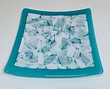 Aqua Flagstone Plate II by Martha Pfanschmidt (Art Glass Plate)