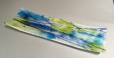 Blue and Green Stria Tray by Martha Pfanschmidt (Art Glass Tray)
