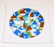 White Confetti Circle in Square Plate by Martha Pfanschmidt (Art Glass Plate)