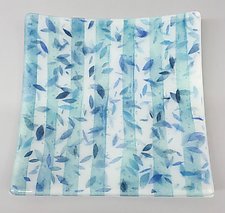 Blue Leaves Plate by Martha Pfanschmidt (Art Glass Serving Piece)
