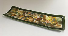 Green Edged Beach Rocks Tray by Martha Pfanschmidt (Art Glass Tray)