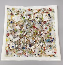 White Confetti Plate by Martha Pfanschmidt (Art Glass Serving Piece)