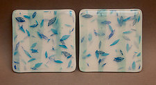 Blue Leaves Coasters by Martha Pfanschmidt (Art Glass Coasters)