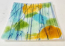 Stria Plate in Multi/Blue by Martha Pfanschmidt (Art Glass Plate)