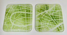 Green Map Coasters by Martha Pfanschmidt (Art Glass Coasters)