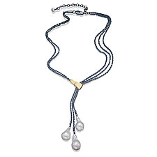 Three-Drop Pearl Necklace by Suzanne Schwartz (Gold, Silver & Pearl Necklace)