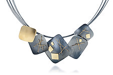 Interwoven Squares Necklace by Suzanne Schwartz (Gold & Silver Necklace)