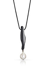 Long Single Pearl Necklace by Suzanne Schwartz (Silver & Pearl Necklace)