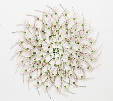 Big Green Flower by Charissa Brock (Art Glass & Bamboo Wall Sculpture)