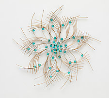 Little Blue Flower I by Charissa Brock (Art Glass & Bamboo Wall Sculpture)