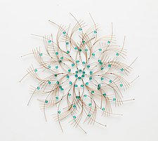 Medium Blue Flower by Charissa Brock (Art Glass & Bamboo Wall Sculpture)