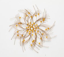 Little Yellow Flower I by Charissa Brock (Art Glass & Bamboo Wall Sculpture)