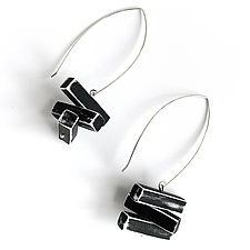 Stacked Weathered Bar Earrings by Jane Pellicciotto (Silver Earrings)