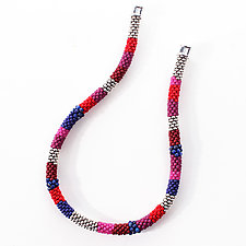 Vibrant Red Bead Crochet Necklace by Sher Berman (Beaded Necklace)