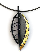 Solitary Leaf Necklace by Marcia Meyers (Gold & Silver Necklace)