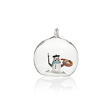 The Artful Snowman by James and Andrea Stanford (Art Glass Ornament)