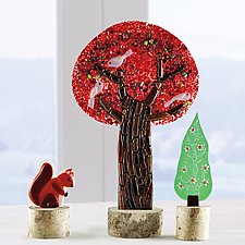 Whimsical Winter Woodland by Terry Gomien (Art Glass Sculpture)