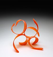 Orange Ques 4 by April Wagner (Art Glass Sculpture)