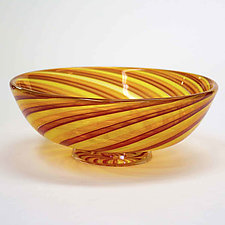 Zanfirico Orange Swirl Bowl by April Wagner (Art Glass Bowl)